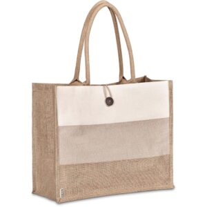 Fukei Jute & Cotton Eco Friendly Tote Bag – Three Tone Shopper