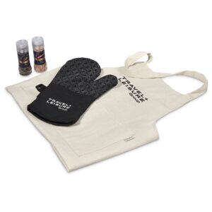 Gourmet Kitchen Gift Set – Cotton Apron, Cotton Over Glove, Salt & Pepper