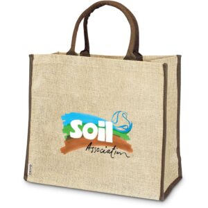 Greenvale Shopper Jute Tote Bag With Large Double Handles For Shoulder or Hand – Eco Friendly Corporate Gift