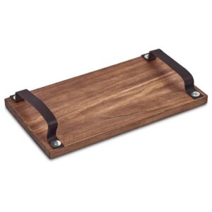 Handcrafted Wooden Tray with Leather Straps – Unique Farm Style