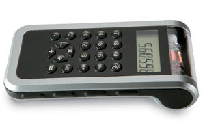 Shake it to power it. Dynamo powered calculator. 8 digit. Size 1