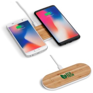 Maitland Eco Bamboo Dual Wireless Charger – Simultaniously Charge 2 Devices