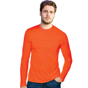 Mens Bright Long Sleeve Moisture Management Crew Neck T-shirt – Min 50 Units