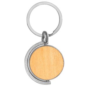 Metal & Bamboo Round Swivel Keyring – Rotates 360 Degrees