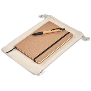 Noto Bamboo & Cork A5 Notebook & Pen In Recycled Cotton Pouch