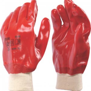 Glove Pvc Open Cuff Red Medium Weight