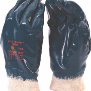 Glove Nitrile N650 Knit Wrist. Full Coated. Blue