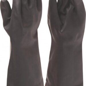 Rubber Glove Elbow Length Smooth Black/Orange
