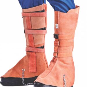 Spat Knee Length Chrome Leather & Chain