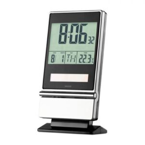 Solar desk clock and calendar – 2 AAA batteries not included -Av