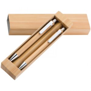 Bamboo ball pen and pencil set