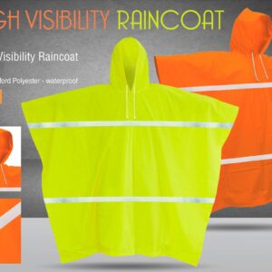High Visibility Reflective Raincoat 210D Oxford Polyester