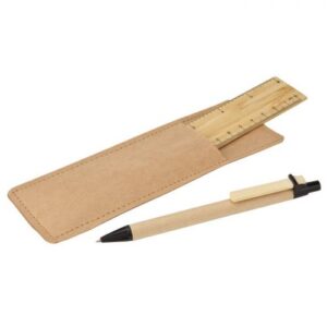 Bamboo Ruler and Recycled Pen Set – Available in: Natural