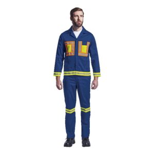 Vintage 100% Cotton Denim Conti Suit – Reflective Arms, Legs & Back – Orange Tape