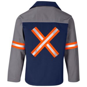 Site Premium Two-Tone Polycotton Workwear Jacket – Reflective Arms & Back – Orange Tape