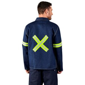 Cast Premium 100% Cotton Denim Workwear Jacket – Reflective Arms & Back – Yellow Tape
