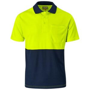 Inspector Two-Tone Golf Shirt with Pocket – Avail in Lumo Green, Yellow or Orange