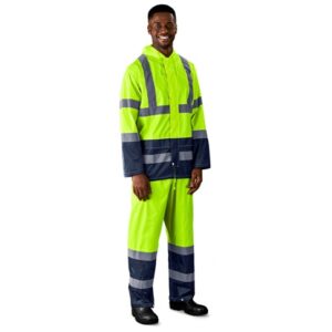 Torrent Two-Tone Hi-Viz Reflective Polyester PVC Rainsuit – Avail in Lumo Green, Yellow or Orange