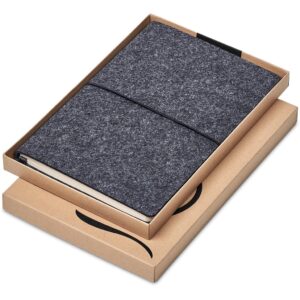 RPET Felt A5 Soft Cover Notebook With Elastic Closure, 140 Lined Pages & Kraft Box