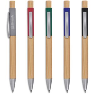 Reiko Recycled Bamboo, Aluminium & Steel Ball Pen With Quality Black Ink