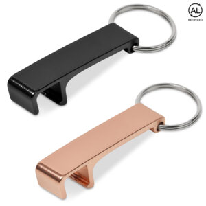 Recycled Aluminium Multi-Function 4-in-1 Bottle Opener & Phone Stand Keyholder