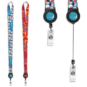 Satin Single Sided Branded Lanyard with Integrated Retractable Badge Reel (Min 100)