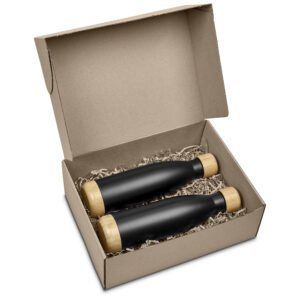 Stainless Steel & bamboo Water Bottle Gift Set – His & Hers