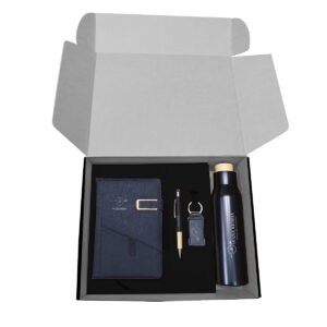 Top Executive Gift Set With 500ml Flask, Keyring, A5 Personal Planner & Bamboo Stylus Pen in Gift Box