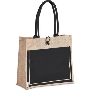 Umi Jute & Cotton Tote With Front Pocket – Heavy Duty Shopper Bag