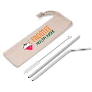 Vivanno Reusable Stainless Steel Straw Set In Cotton Pouch