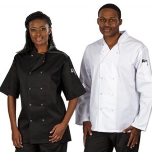 Zest Chef Jacket Short Sleeve – Avail in: Black, White