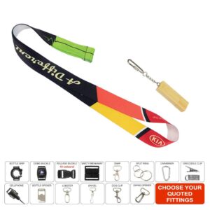 Recycled PET lanyard printed full colour on both sides with lobs