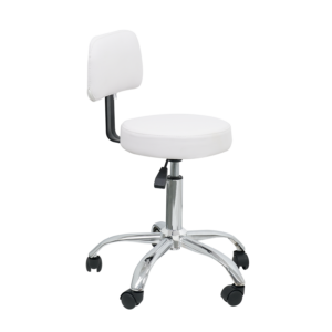 Pro stool with Back Rest - White