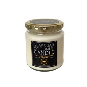 SoyLites - Clear Glass Jar Coconut Candle - Citronella, Lemongrass & Lavender 400g
