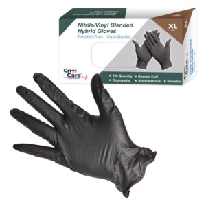CritiCare Gloves Vitrile, Black - Box of 100