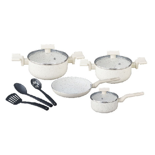 Pot Set - 10 Pcs Marble Finish Non-Stick Cookware - Image 2