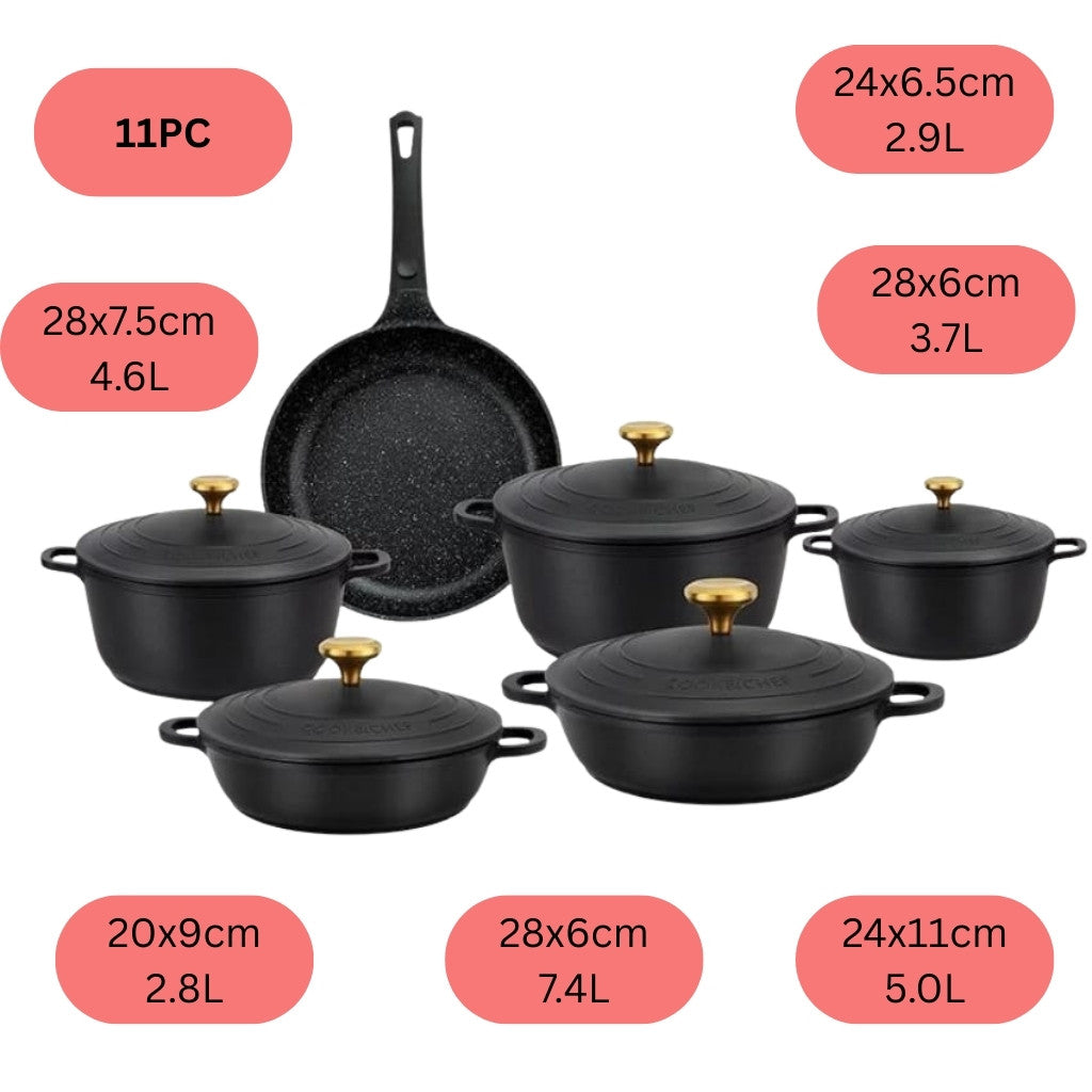11pc Die-Cast Aluminium Cookware Set - Image 3