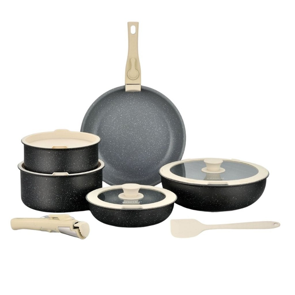 12pc Non Stick Cookware with Detachable Handles - Image 2