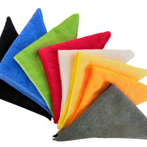 200gsm WOVEN MICROFIBRE CLOTH – 38cm x 38cm BLACK, BLUE, GREEN, RED, WHITE, YELLOW, ORANGE AND GREY