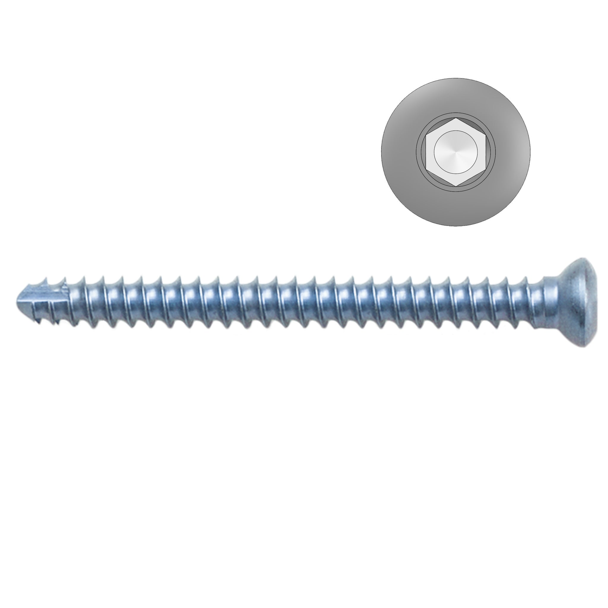 2.0mm Titanium Self-tapping Cortical Screws - Hexagonal Head (German Import)
