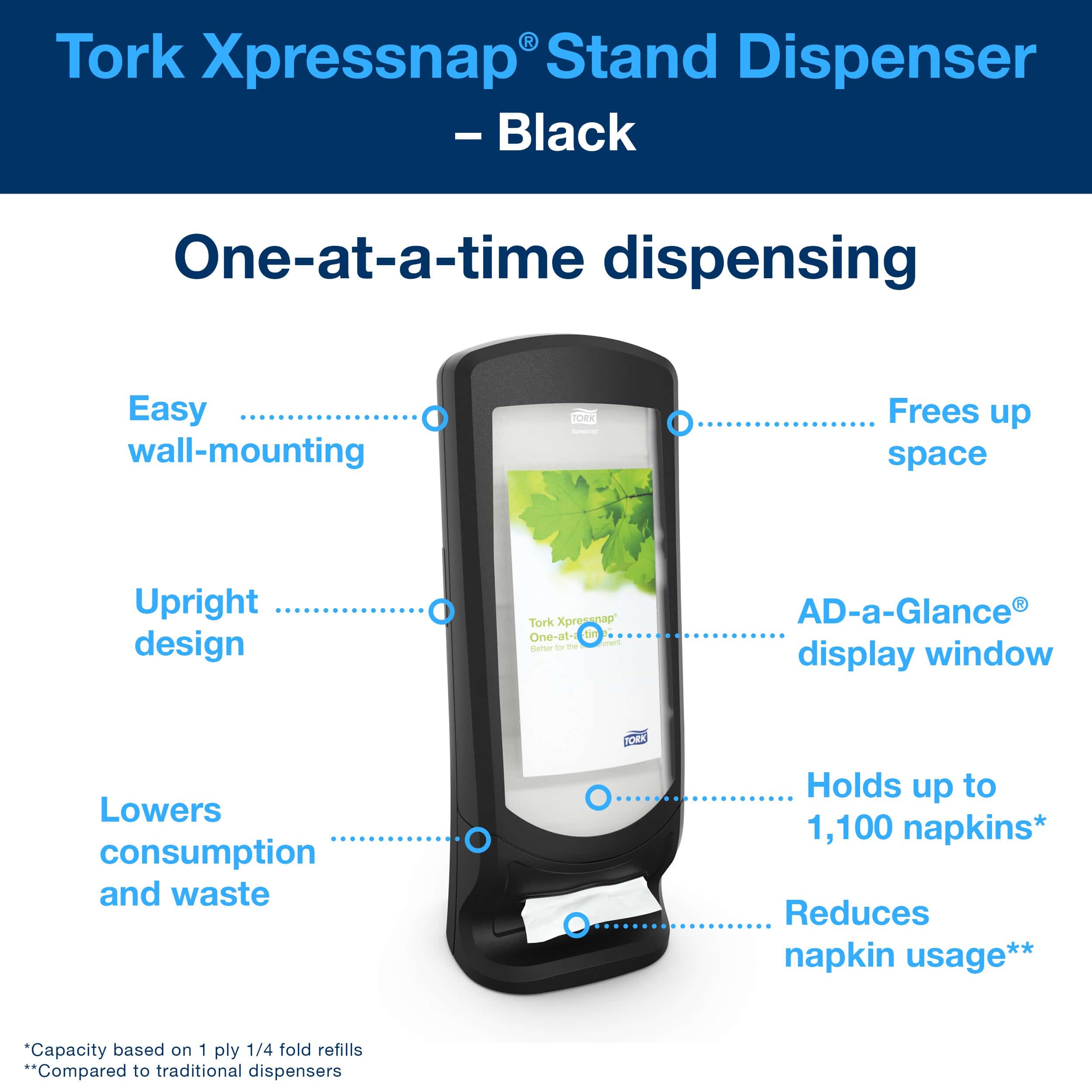 Tork Xpressnap Stand Napkin Dispenser – Black - Image 3