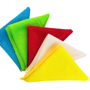 280gsm WOVEN MICROFIBRE CLOTH – 38cm x 38cm BLUE, GREEN, RED, WHITE AND YELLOW