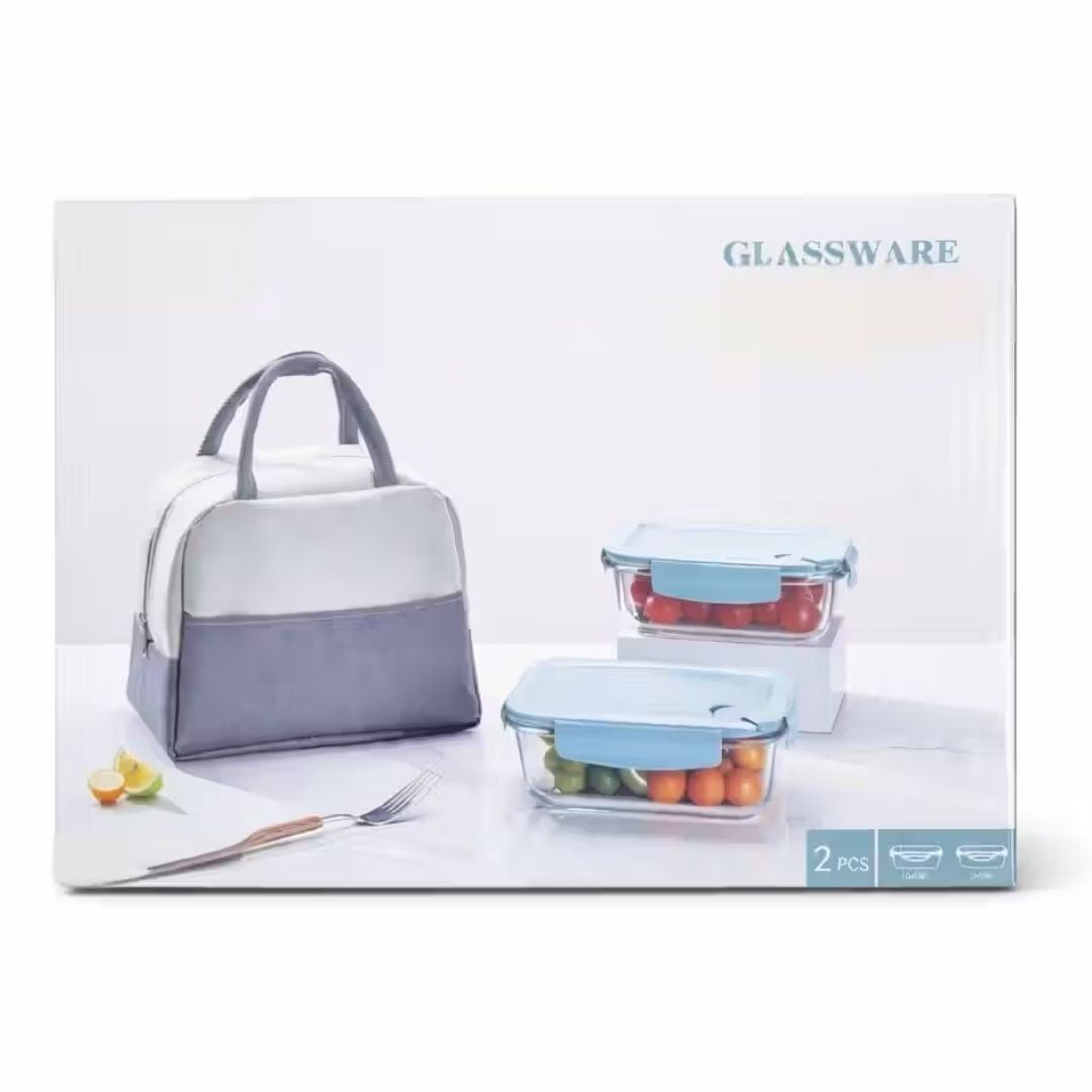 Glass Lunch Container Set - 2 Pc with Insulated Bag - Image 2