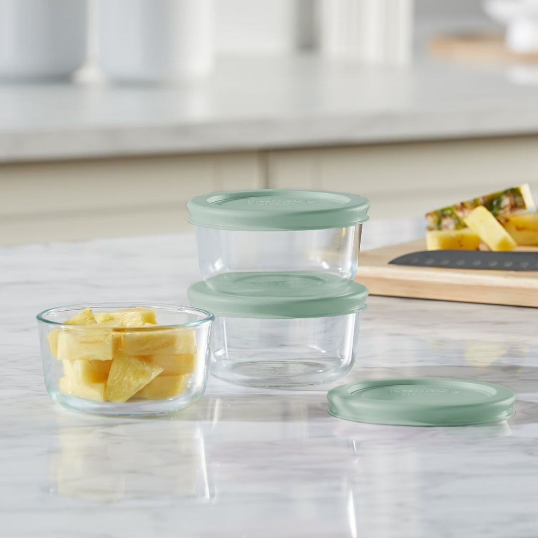 Round Glass Storage Set - Green - 3pc - Image 5
