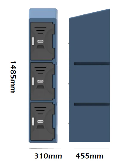 3 Tier Plastic Locker – 310mm(W) x 455mm(L) x 1485mm(H) - Image 2