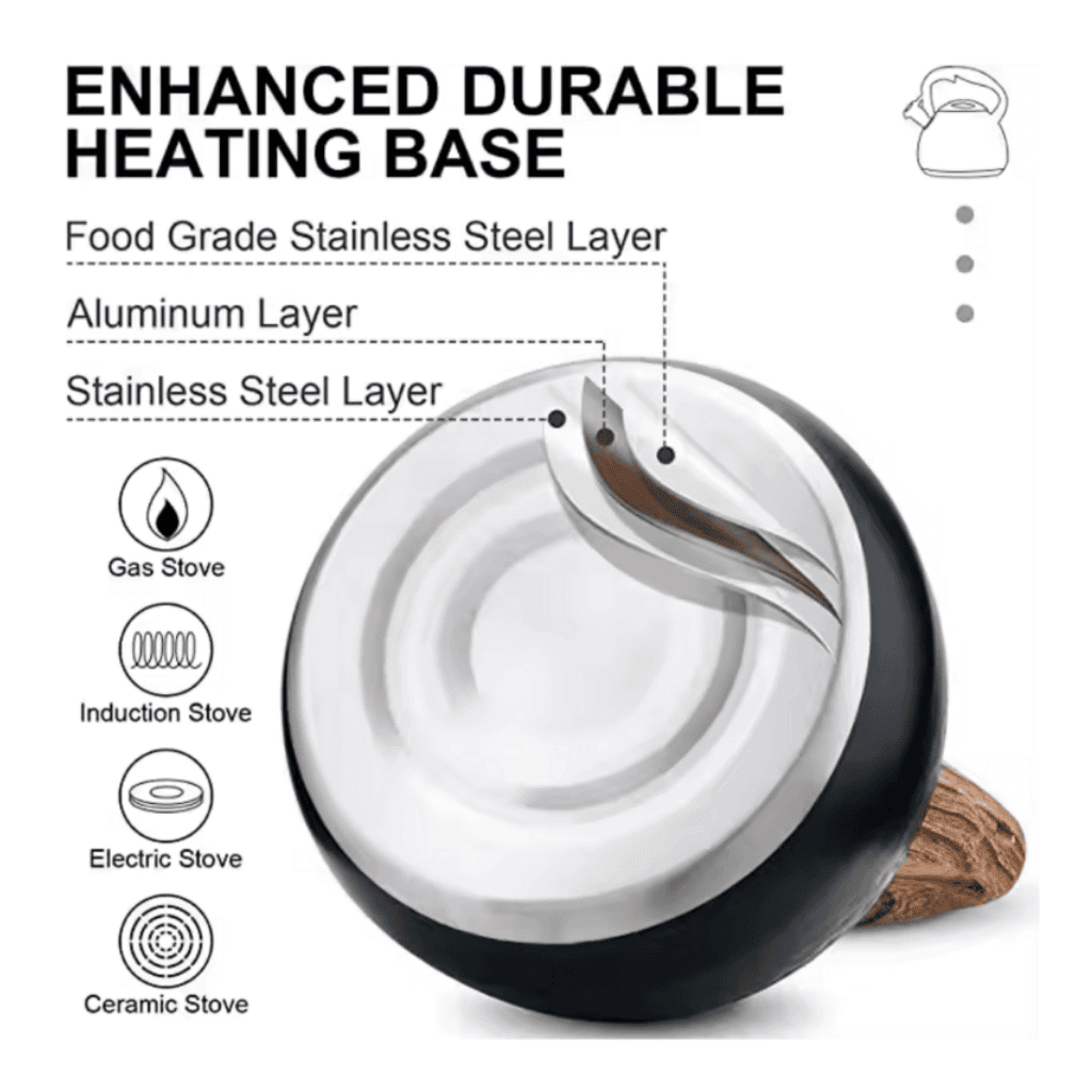 Stove Top Kettle - Wooden Handle 3L Embossed - Image 7