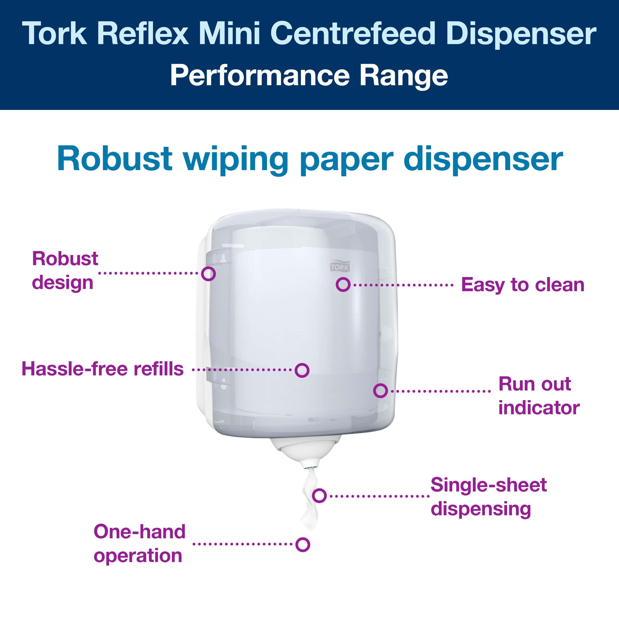 Tork Reflex™ Single Sheet Centre Feed Dispenser – White - Image 3