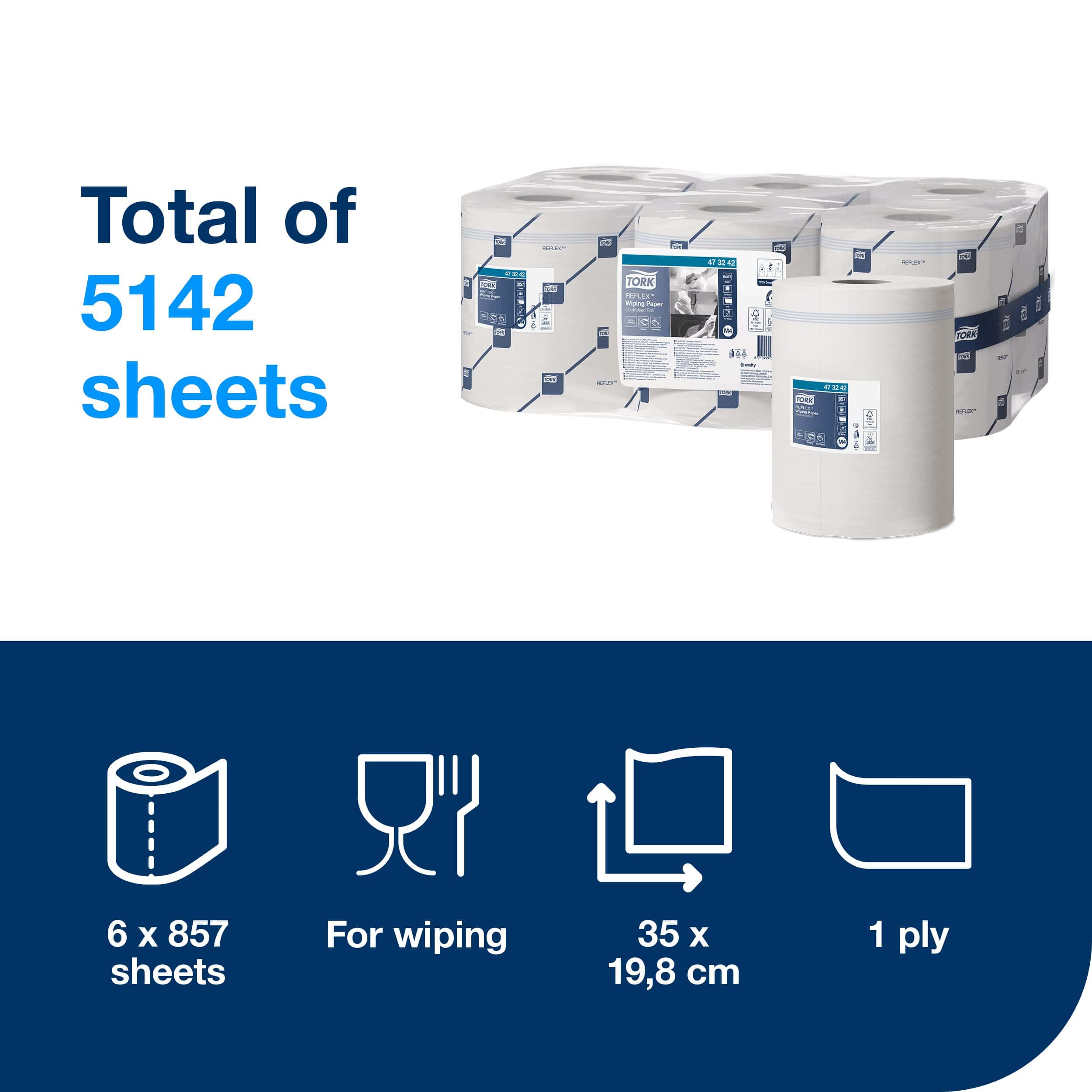 Tork Reflex™ Wiping Paper Refill ( Pack of 6) - Image 2