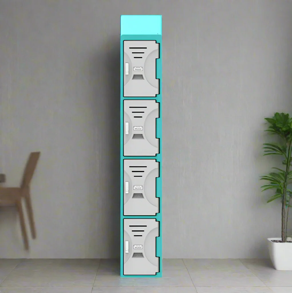 4 Tier Plastic Locker with Pad Lock Assembly – 310mm(W) x 455mm(L) x 1930mm(H) - Image 2