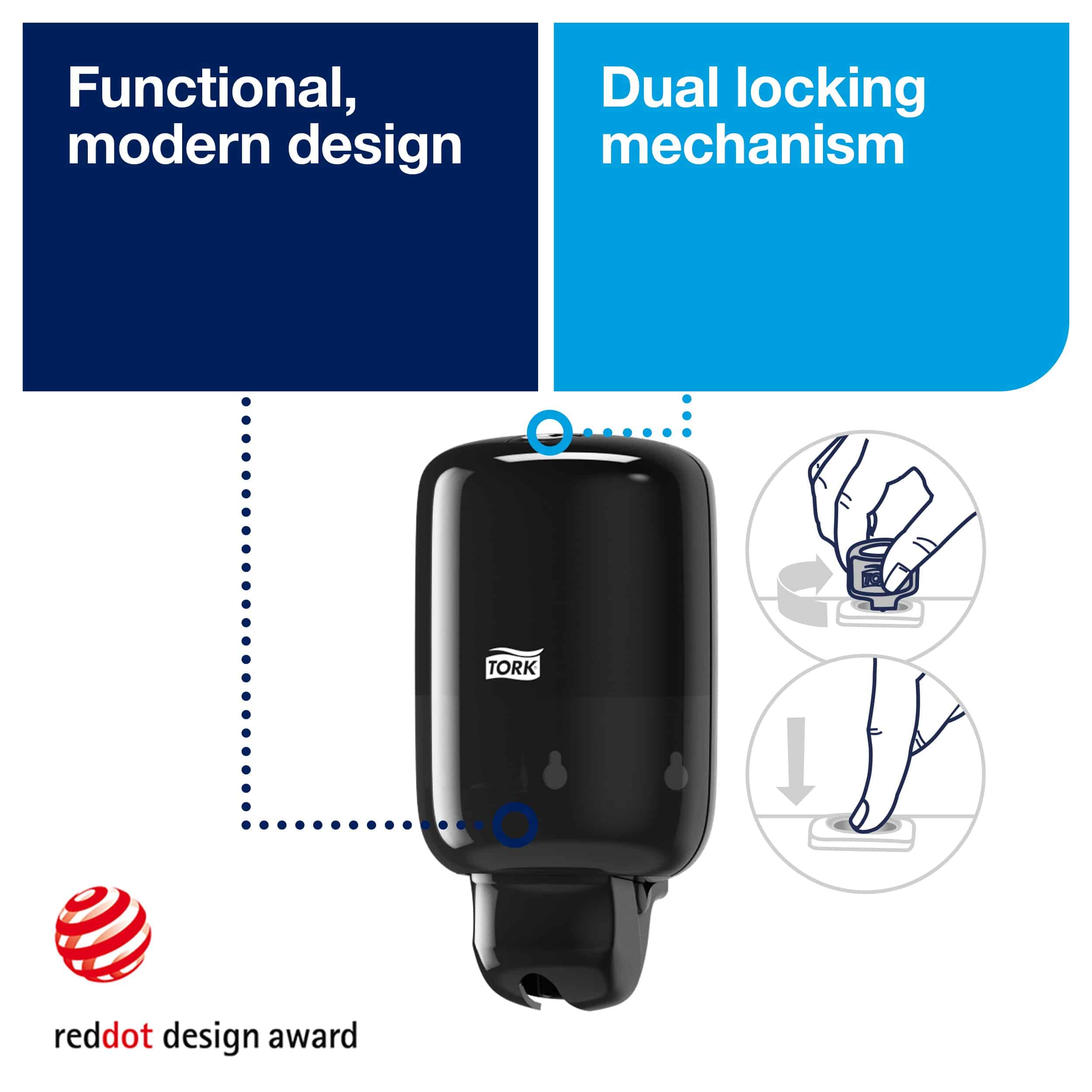 S2 Tork Mini Liquid Soap Dispenser – Black - Image 3
